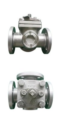 VALVE bola tiga arah,T-TYPE, stainless steel C/W S.S. STEM, Flanged ends, JIS 5K