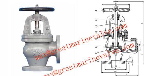 JIS F7306 VALVE ANGLE MARINE CAST IRON 2&quot; sampai 14&quot; IMPA 750216 750217 750218 750219 750220 750221 750222 750223